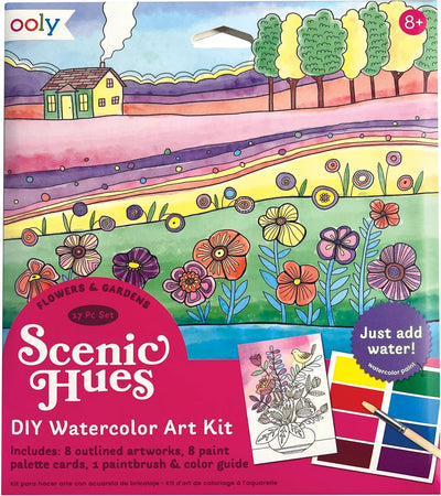 Ooly - teintes pittoresques - bricolage kit d'art aquarelle - fleurs et jardins