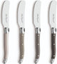 Lou laguiole - set de couteaux à beurre 4 pièces - dans coffret en bois - mélange de couleurs authentiques (poivre, gris, nacre, taupe) - 16 cm - passe au lave-vaisselle - couteau à beurre