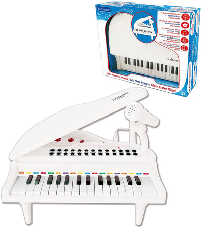 Mini piano à queue électronique Lexibook avec pieds, microphone, 31 touches rétroéclairées pour l'apprentissage de la musique et câble line-in