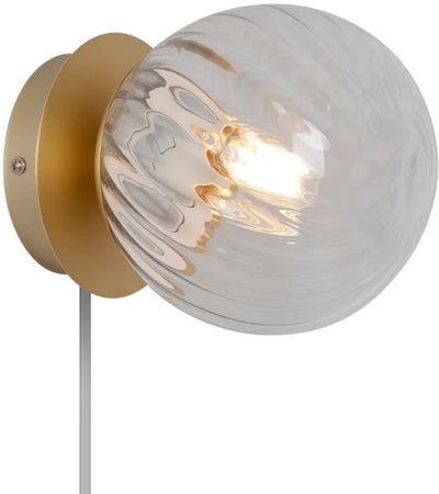 Nordlux applique chisell-e14-verre tourbillonné clair laiton