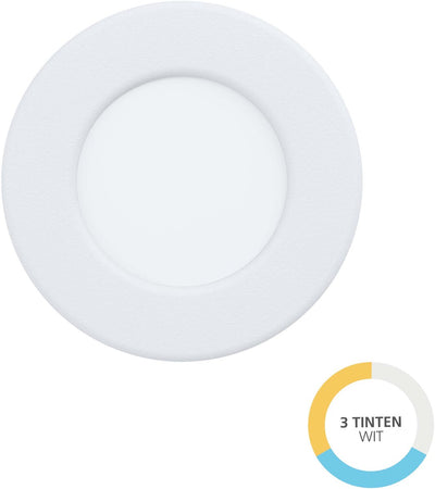 Spot encastrable Eglo fueva 6 - salle de bain extérieure - LED - ø 8,8 cm - blanc - lumière blanche orientable (lumière chaude, neutre et lumière du jour)