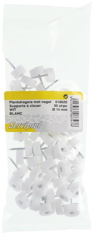 Mack 1013740 - 50 équerres d'étagère + clou blanc ø 10 mm | 10 pièces
