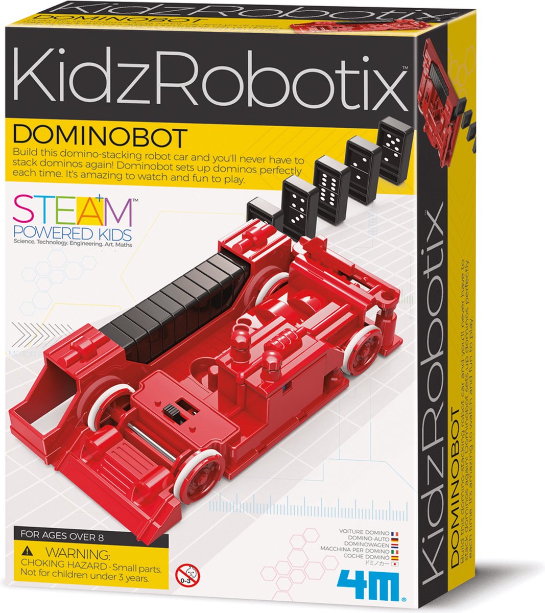 4m science et jeux - robot domino - y compris dominos - kit de construction - kidzrobotix - 8+