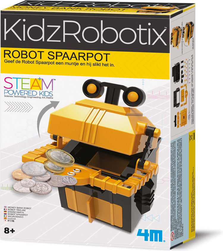 4m science et jeux - construisez votre propre tirelire robot - kit de construction - kidzrobotix - 8+