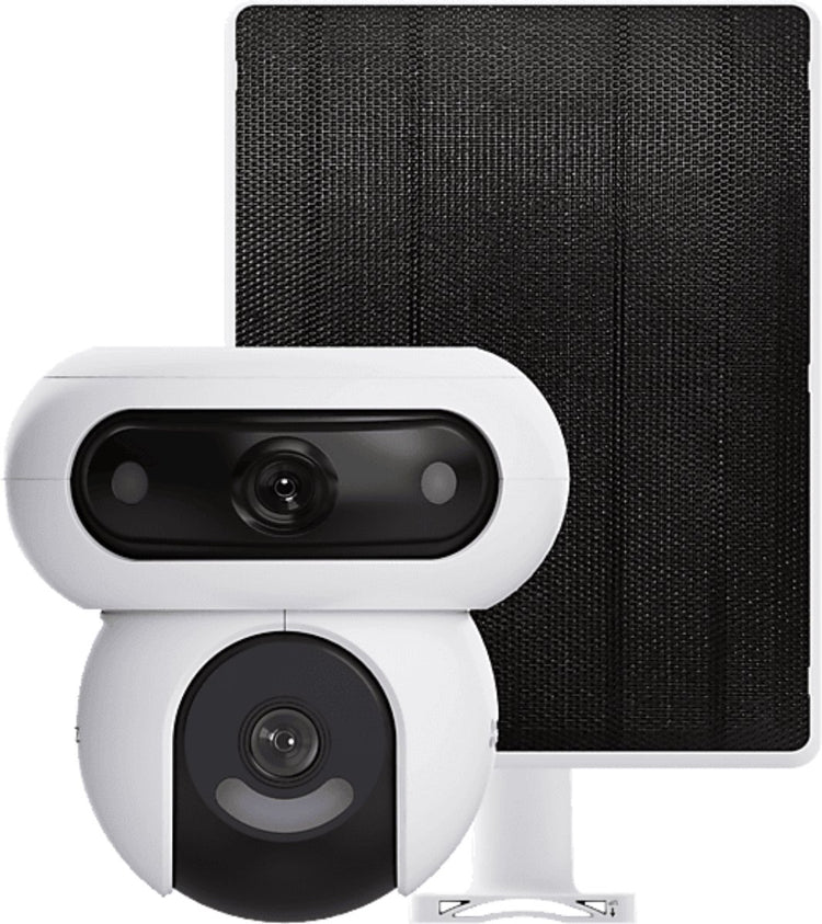 Ezviz HB90+8W Panneau solaire 4MP+4MP Double objectifs Caméra de sécurité extérieure 360° WiFi sans fil avec batterie 10400mAh, mode vidéo toujours actif, détection personne-véhicule, fonction de suivi automatique - Pas de frais mensuels