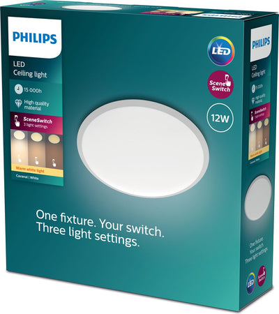 Philips LED Plafonnier Philips Cavanal - blanc - rond - petit - lumière blanc chaud - 12 W