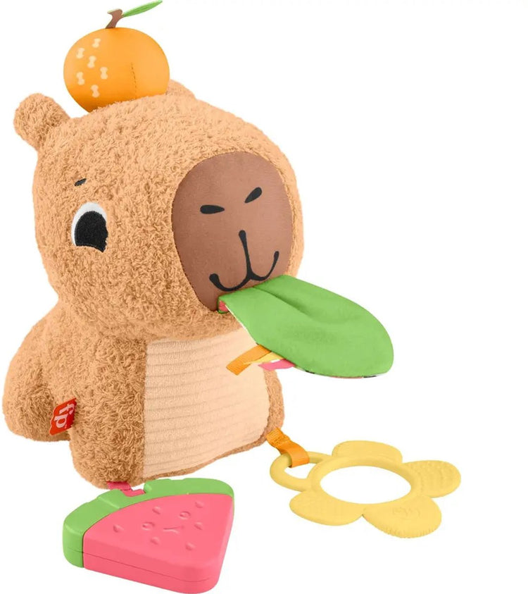 Peluche capybara snacking Fisher-price - jouet sensoriel avec anneau de dentition et hochet