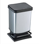 Poubelle à pédale Rotho Paso - poubelle 20l - sans BPA - argent métallisé