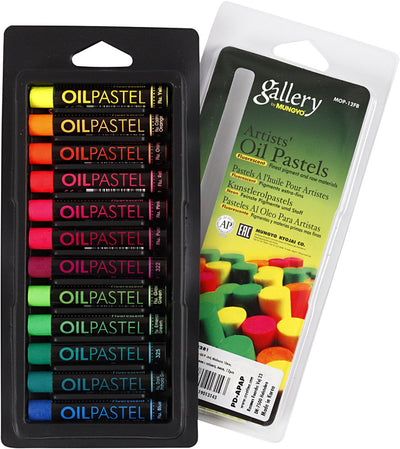 Pastel à l'huile Gallery, l: 7 cm, épaisseur 11 mm, couleurs néon, 12 pièces 1 boîte