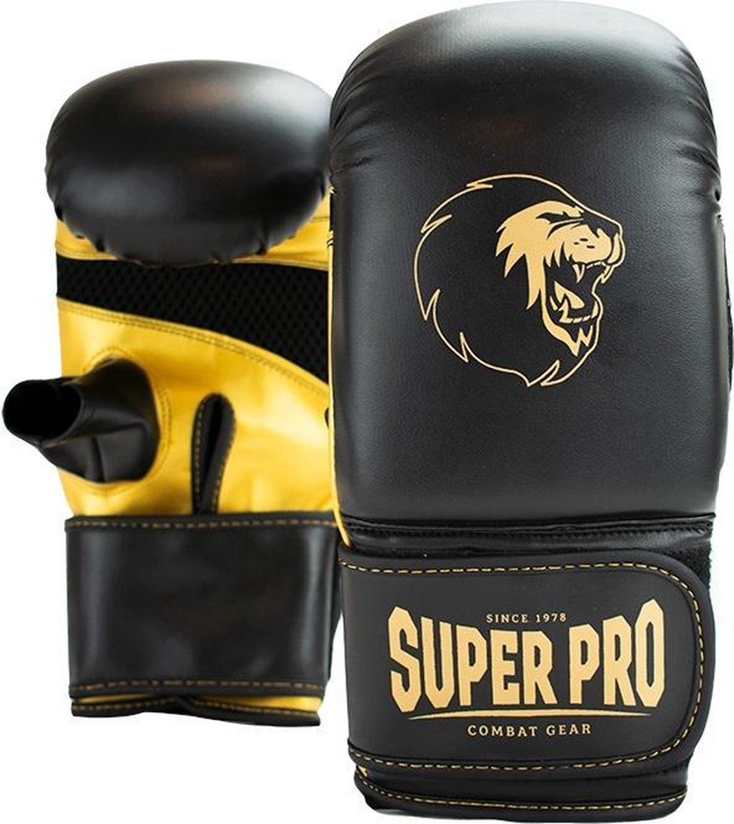 Super pro combat gear victor punching bag gants noir or moyen