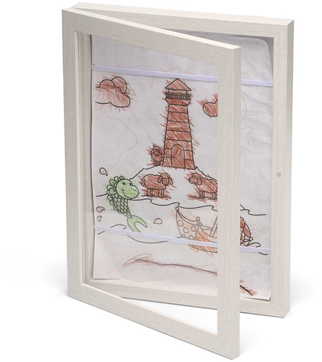 Happy hand - cadre de rangement artisanal - A4 - blanc - rangez les beaux dessins de votre enfant