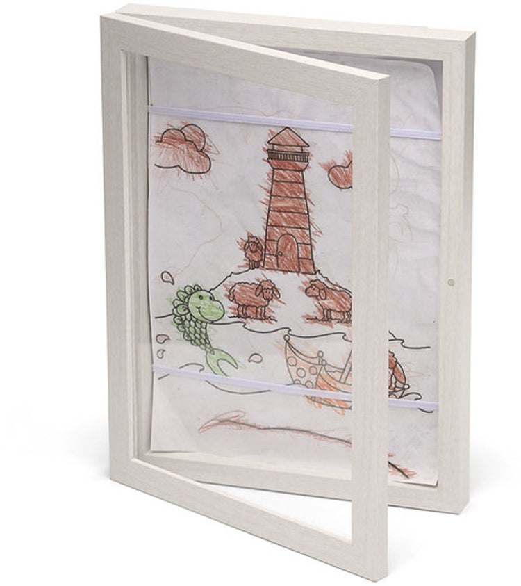 Happy hand - cadre de rangement artisanal - A4 - blanc - rangez les beaux dessins de votre enfant