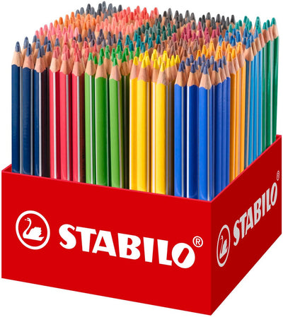 Stabilo trio épais - crayons de couleur triangulaires à noyau extra épais - pack scolaire de 300 pièces