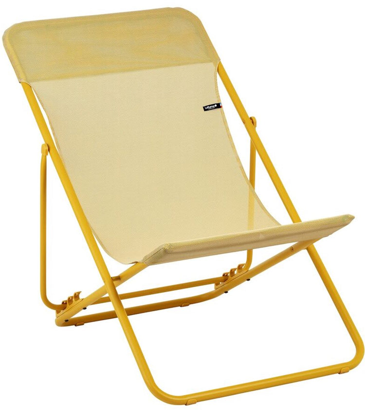 Lafuma maxi transat - chaise de plage - réglable - pliable - colorblock - batyline - miel