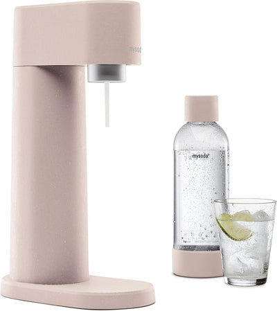Mysoda Woody Light Pink - Machine à eau pétillante - En biocomposite écologique et durable - Avec bouteille d'eau cylindrique de CO2