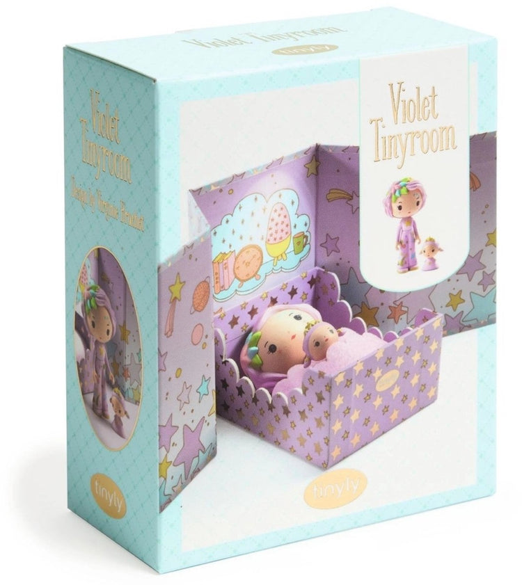 Jouets miniatures de chambre à coucher minuscules violets Djeco.