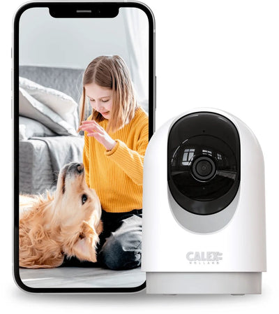 Caméra de sécurité intérieure Calex - 2k - panoramique et inclinaison - caméra IP wifi - caméra de sécurité intelligente avec vision nocturne - audio bidirectionnel à suivi automatique - blanc