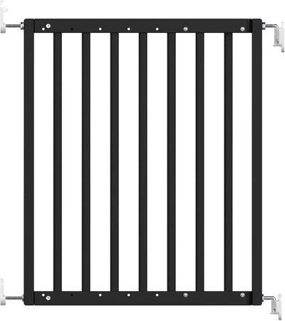Barrière d'escalier Geuther - Barrière de sécurité Maya - Barrière d'escalier extensible en bois - Barrière à vis avec perçage - Barrière de sécurité avec fixation murale - Noir - de 63,5 à 105,5 cm