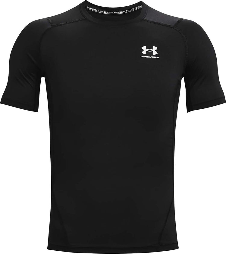 Chemise de sport Under Armour UA HG Armour Comp SS-BLK pour hommes - Noir - Blanc