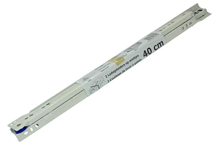 1013689 - paire de guides de tiroir roulants blanc 25kg 40cm | 5 pièces