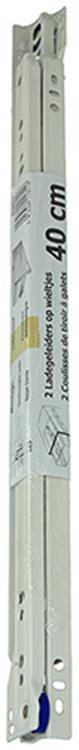 1013689 - paire de guides de tiroir roulants blanc 25kg 40cm | 5 pièces