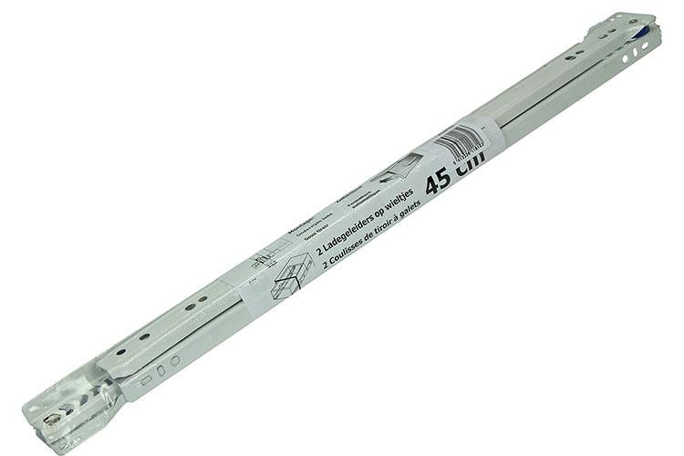 1013690 - paire de guides de tiroir roulants blanc 25kg 45cm | 5 pièces