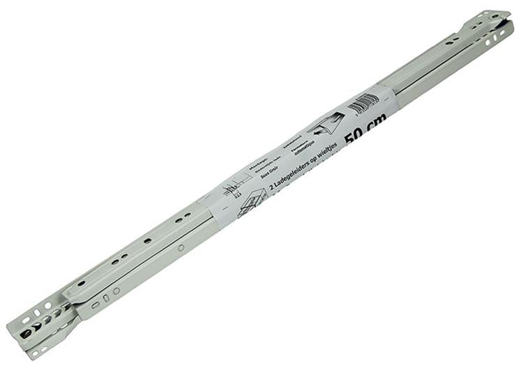 1013691 - paire de guides de tiroir roulants blanc 25kg 50cm | 5 pièces