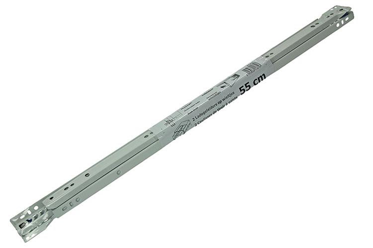 1013692 - paire de guides de tiroir roulants blanc 25kg 55cm | 5 pièces
