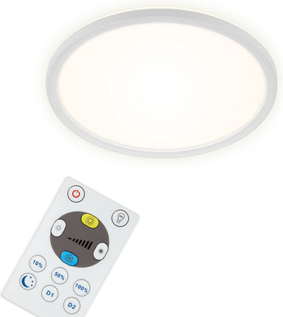 Briloner slim - Plafonnier LED - Plafonnier à intensité variable - avec rétroéclairage - incl. télécommande - 18 watts - 2400 lumens - blanc