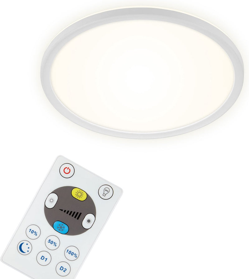 Briloner slim - Plafonnier LED - Plafonnier à intensité variable - avec rétroéclairage - incl. télécommande - 18 watts - 2400 lumens - blanc