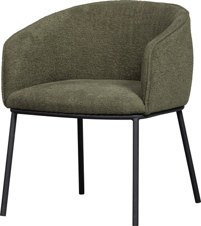 Chaise de salle à manger Woood Leon - bouclé - vert forêt - 77x61x63
