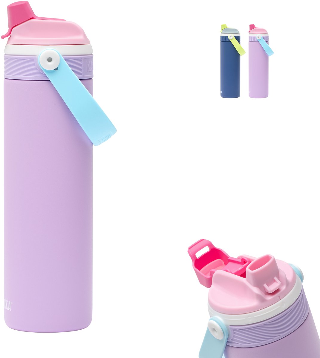 Gourde isotherme Kambukka dupla 600 ml - Gourde 2 en 1 - 100 % étanche - Puff lilas