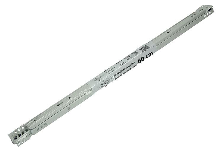 1013693 - paire de guides de tiroir roulants blanc 25kg 60cm | 5 pièces