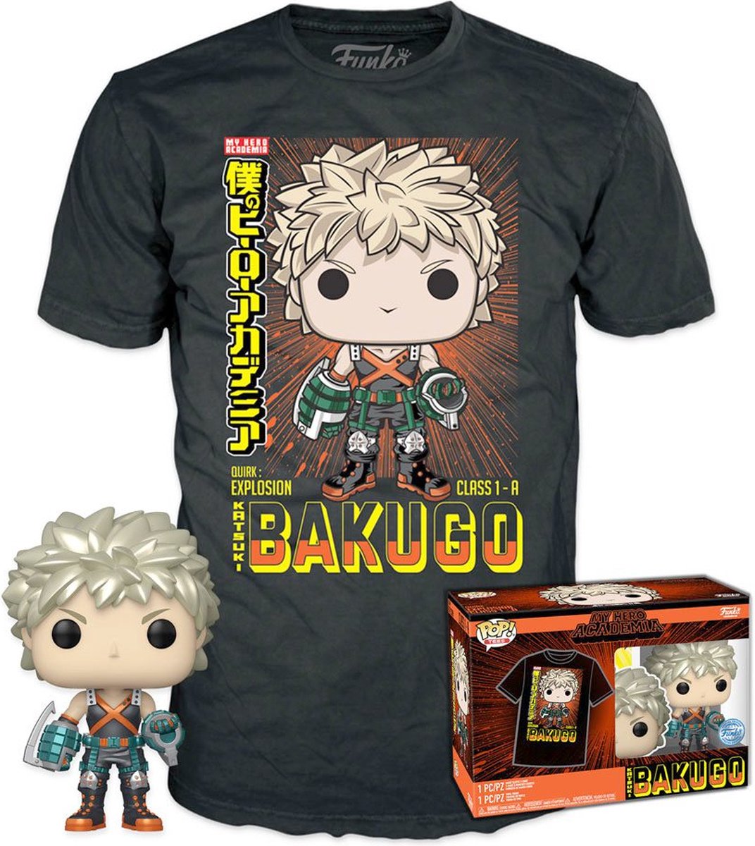 Funko My Hero Academia - Ensemble de t-shirts à collectionner -l- pop ! tee box katsuki noir
