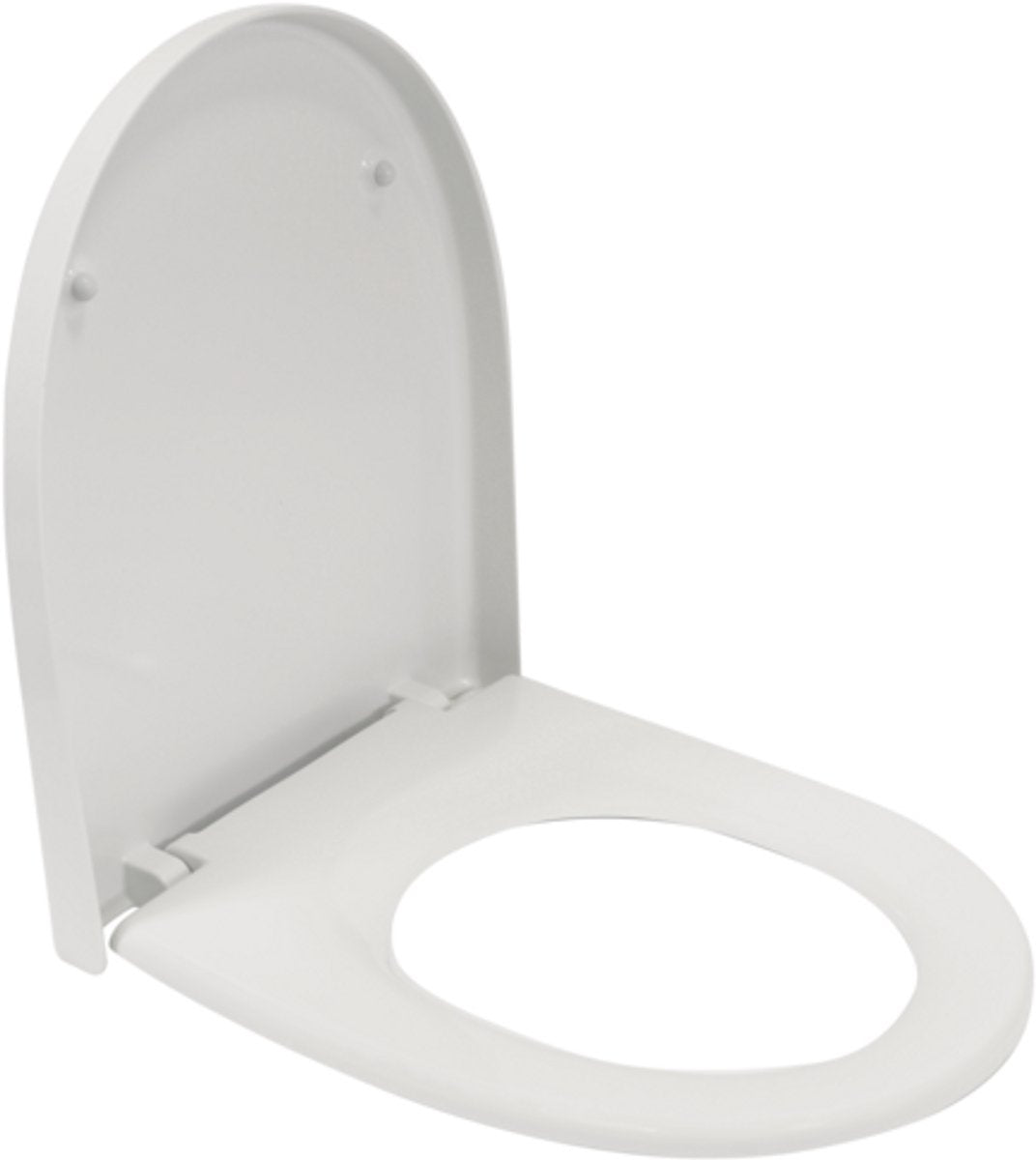 Abattant de toilettes Plieger Kadett 300s - Abattant de toilettes en forme de D - Duroplast - blanc - avec couvercle - montage en acier inoxydable - adapté aux toilettes Geberit