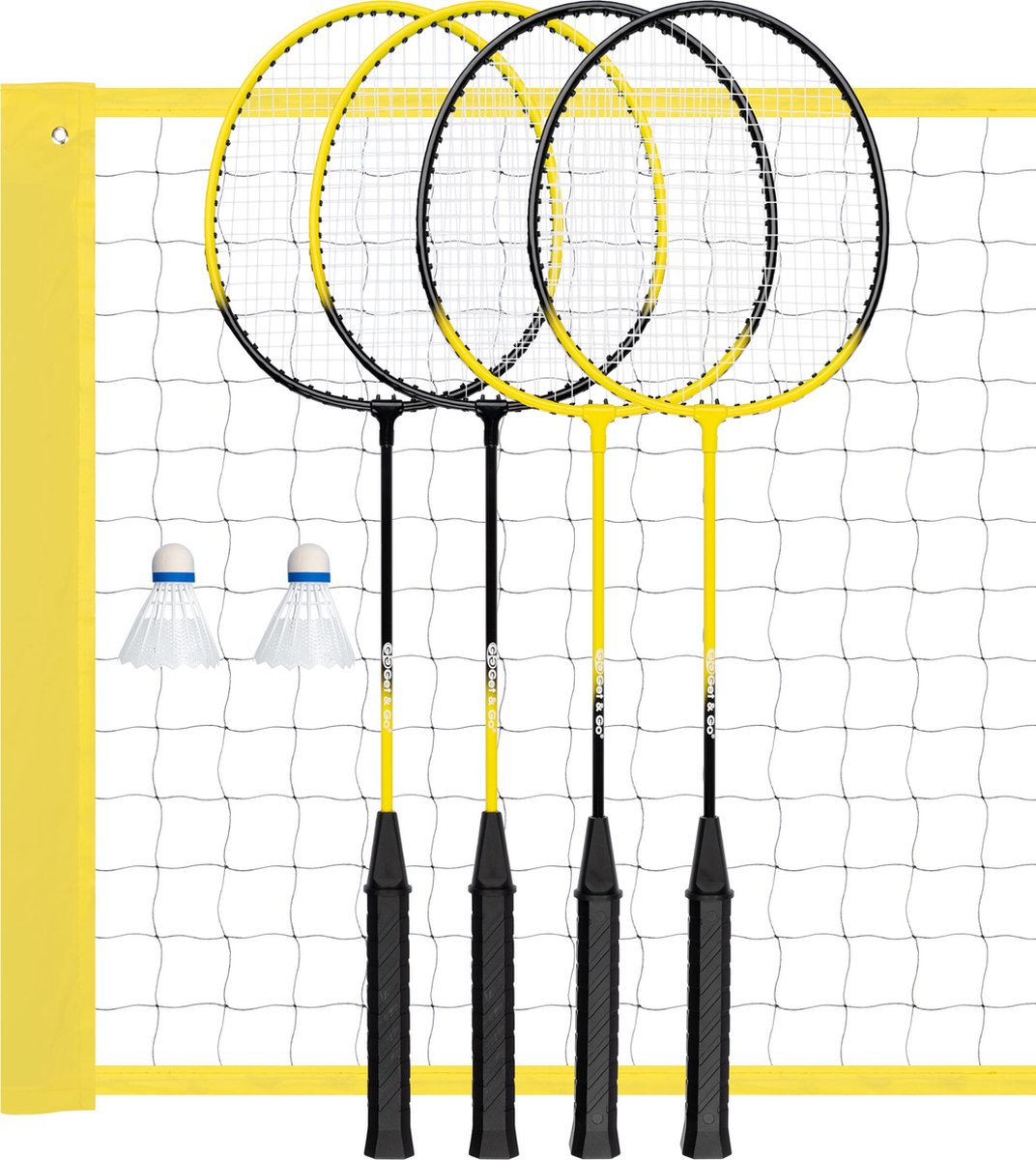 Set de badminton Get Go - 4 joueurs - filet env. 60 x 400 cm - réglable en hauteur
