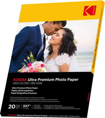 Kodak - 20 feuilles de papier photo 280 g m², brillant, format 13 x 18 cm, impression jet d'encre - 9891175