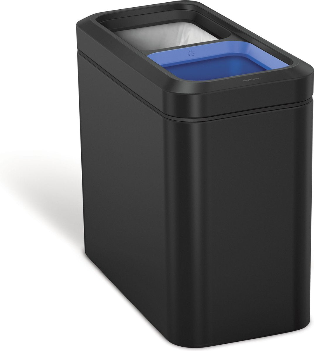 Poubelle de recyclage ouverte simplehuman slim - 20 litres (10 10) - noir - acier inoxydable
