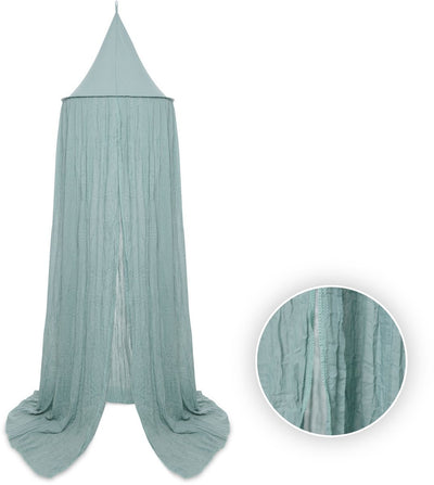 Jollein - moustiquaire bébé vintage vert d'eau - coton - polyester - voile bébé, ciel de lit - 245cm
