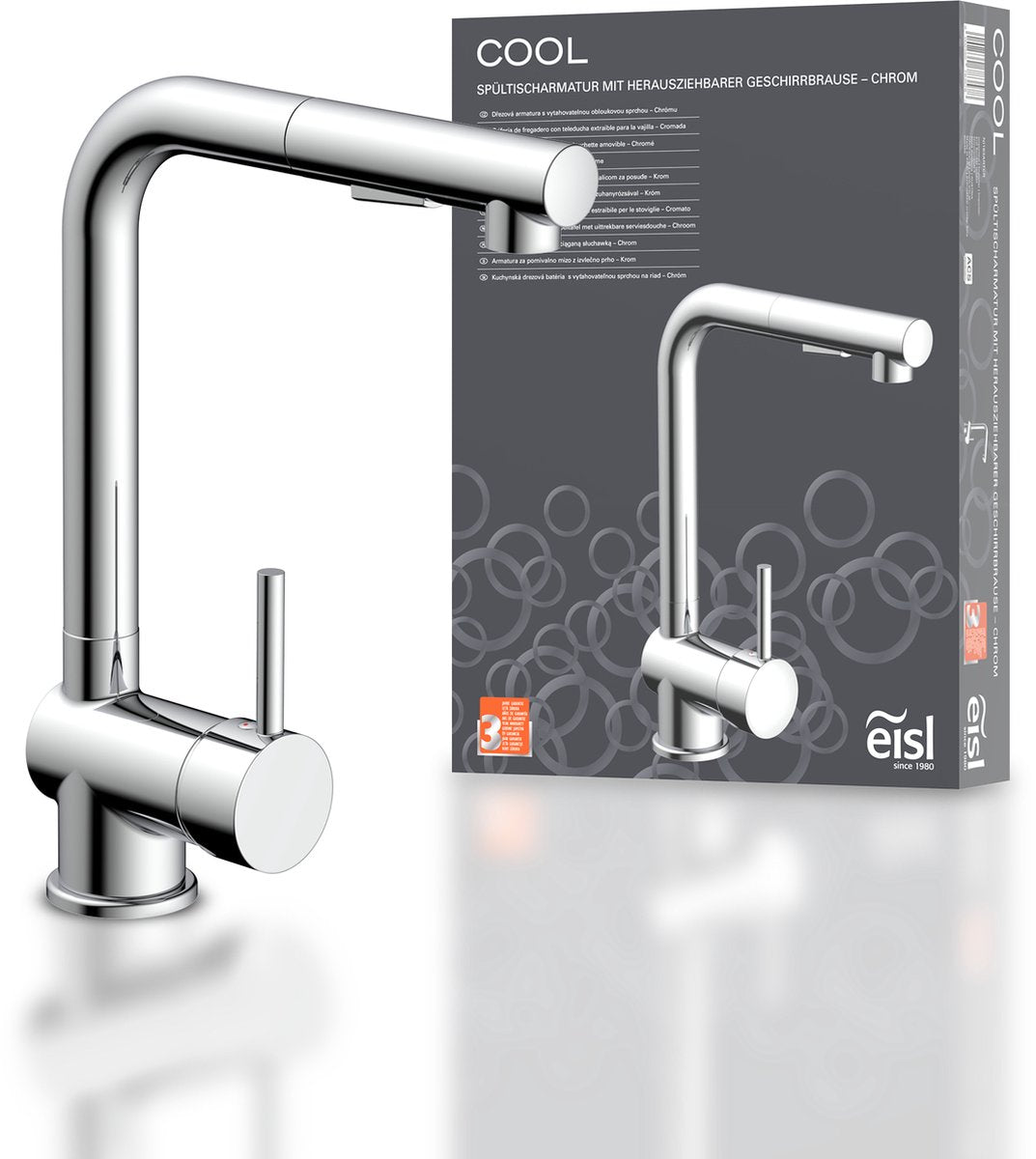 Eisl Eisl Kitchen Mixer Cool avec Spout Chrome extensible -colored