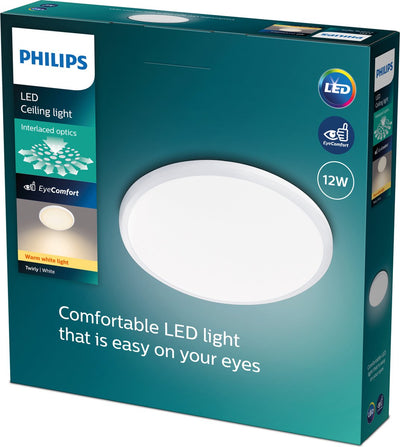Philips LED Plafonnier Philips Twirly - blanc - petit - lumière blanc chaud - 12 W