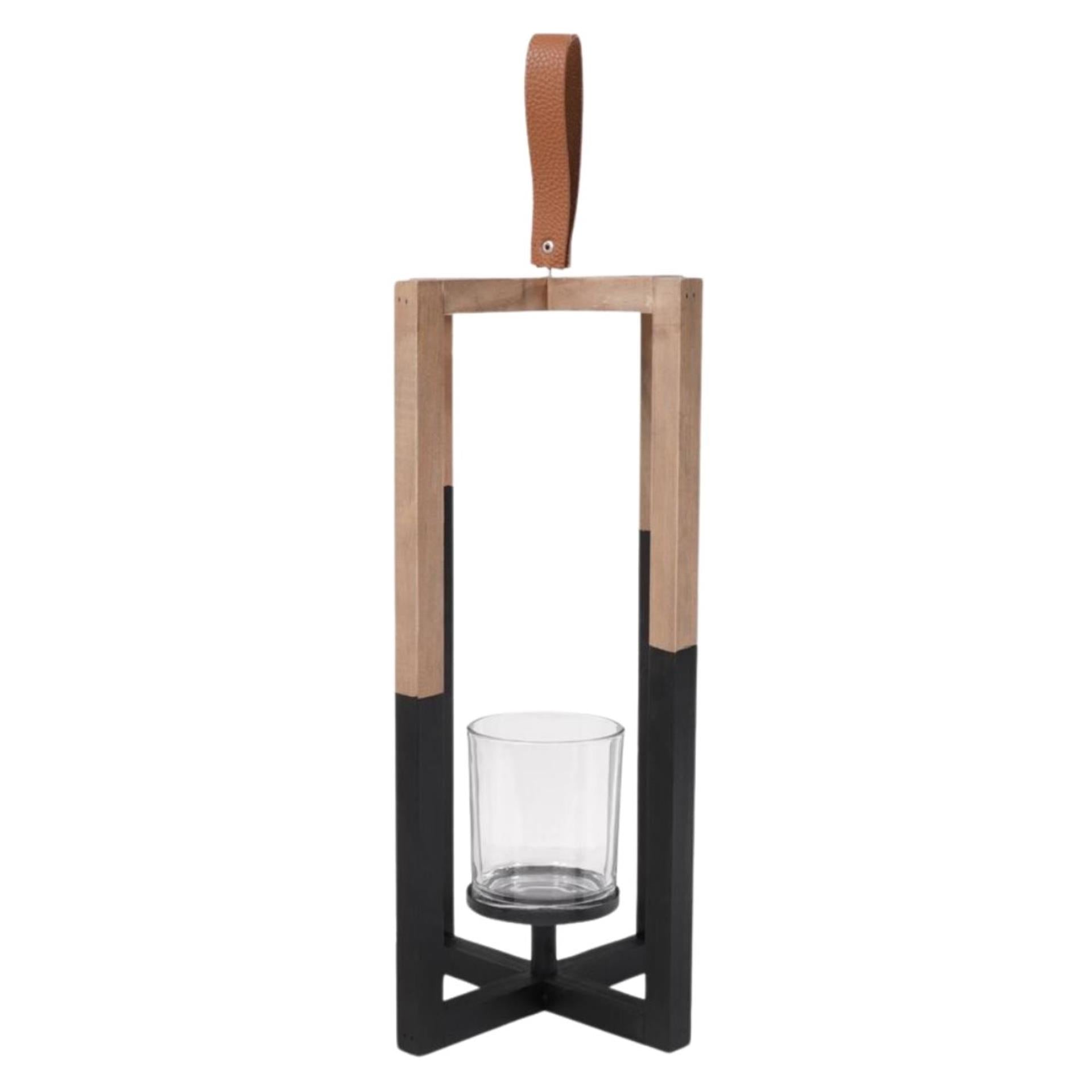 Bougeoir Senza bois noir naturel 40cm