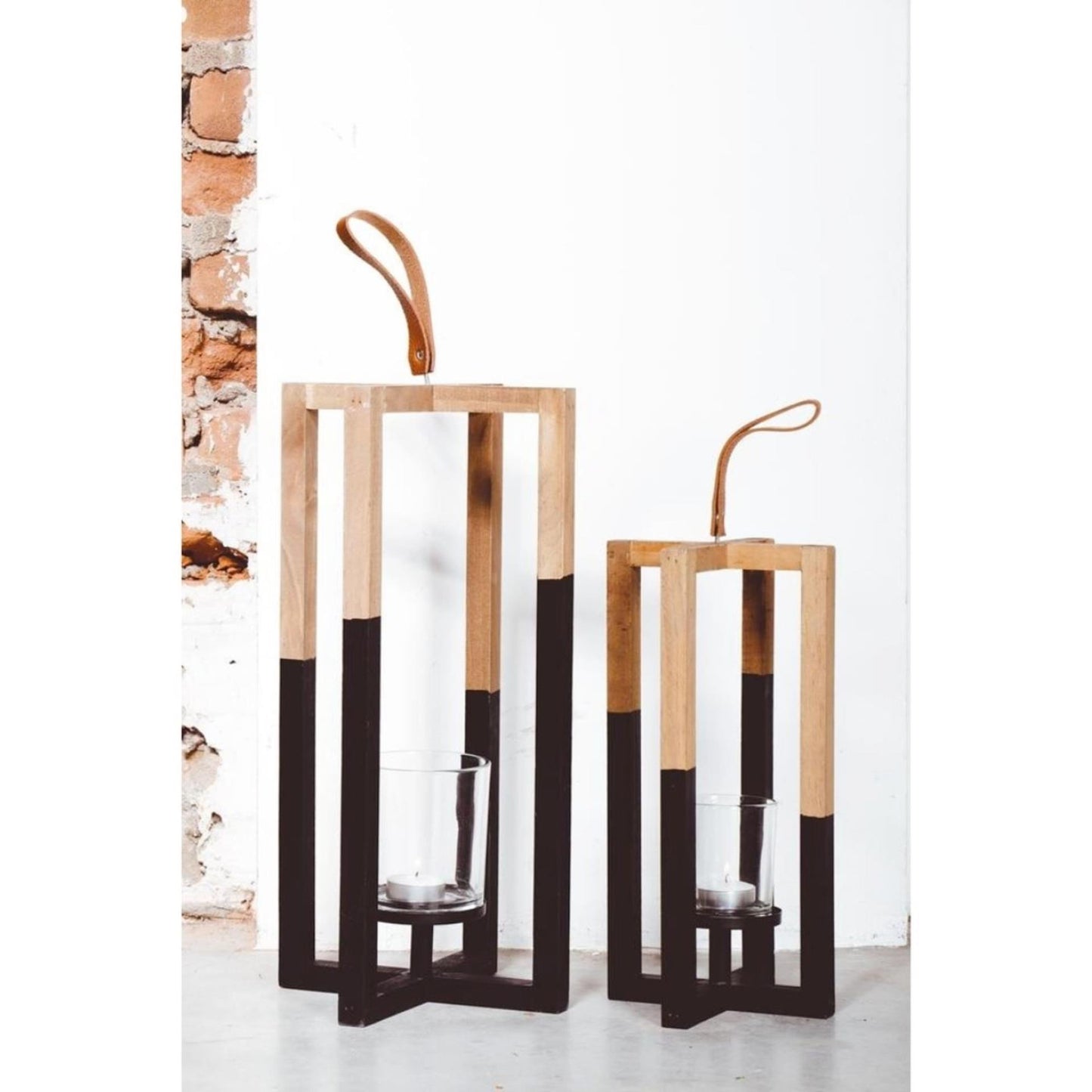 Bougeoir Senza bois noir naturel 40cm