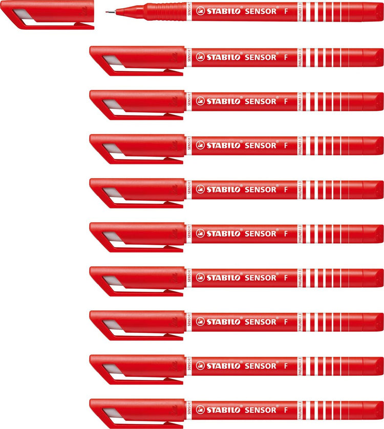 Capteur Stabilo - feutre fin 0,3 mm - rouge - boîte de 10 pièces