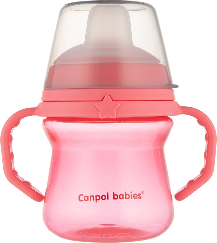 Bébés Canpol | tasse pour bébé avec bec en silicone | première coupe | 150 ml de rose