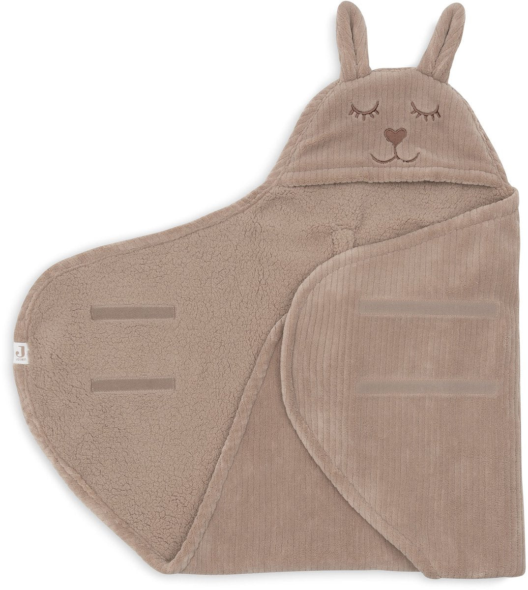 Jollein couverture echarpe bébé - 100x105cm - côtes nuageuses lapin - café au lait