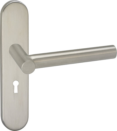 Poignée de porte Impresso - alton - pour l'intérieur - ovale - bouclier de porte avec trou de serrure - acier inoxydable - 2 pièces