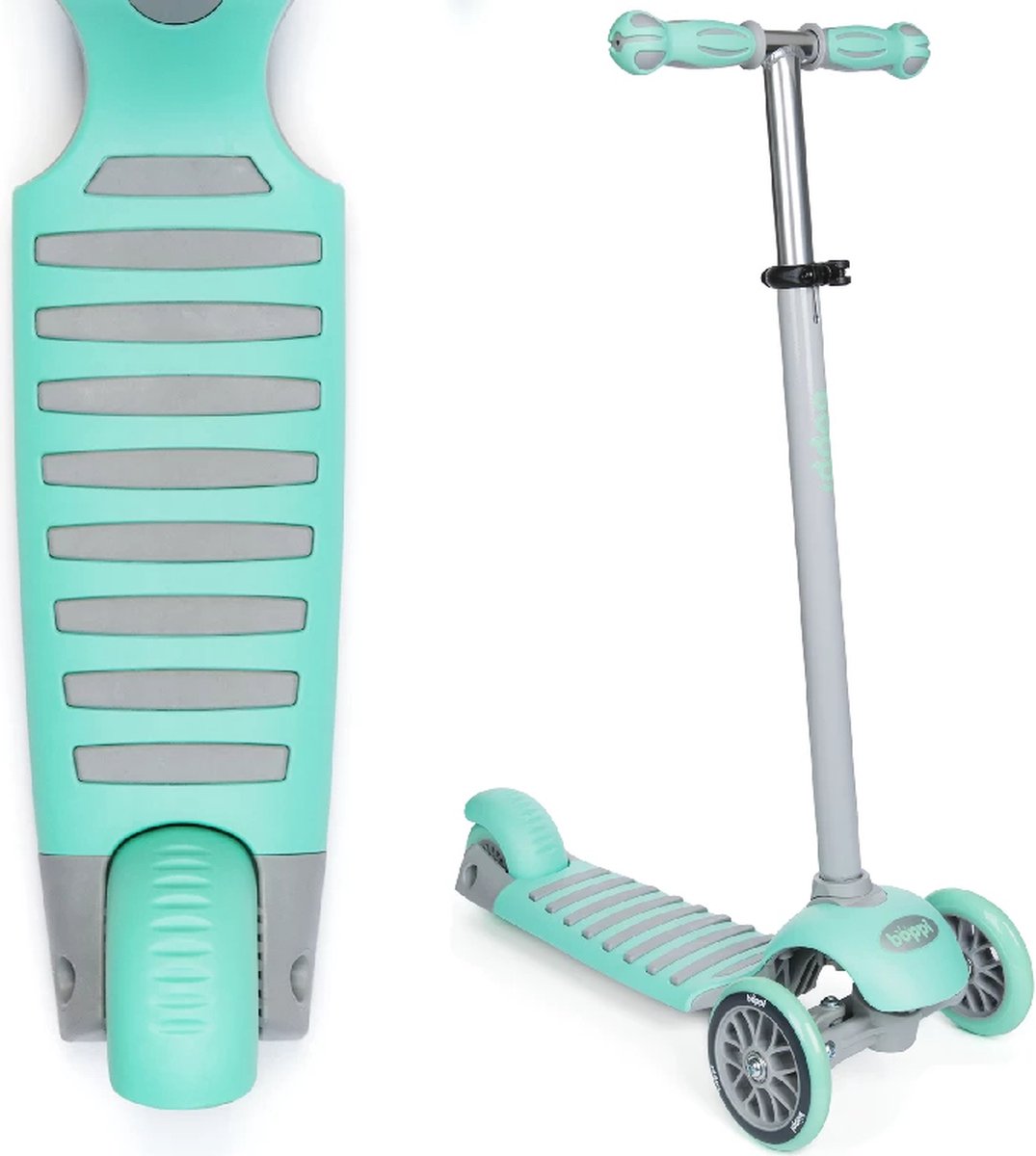 Trottinette pour enfants Boppi à trois roues - guidon réglable - frein à talon extra large (vert)