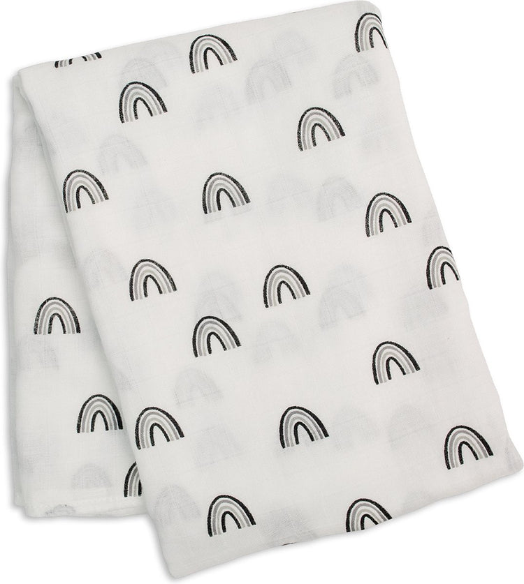 Lulujo - tissu hydrophile - emmaillotage - bambou - 120x120 cm - arc-en-ciel noir