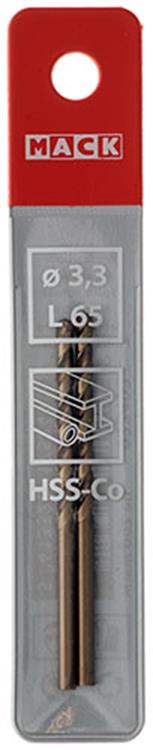 Mack 1018197 - foret à métaux hss co5% din 338 ø 3,3 x 65 mm 2 pcs | 5 pièces